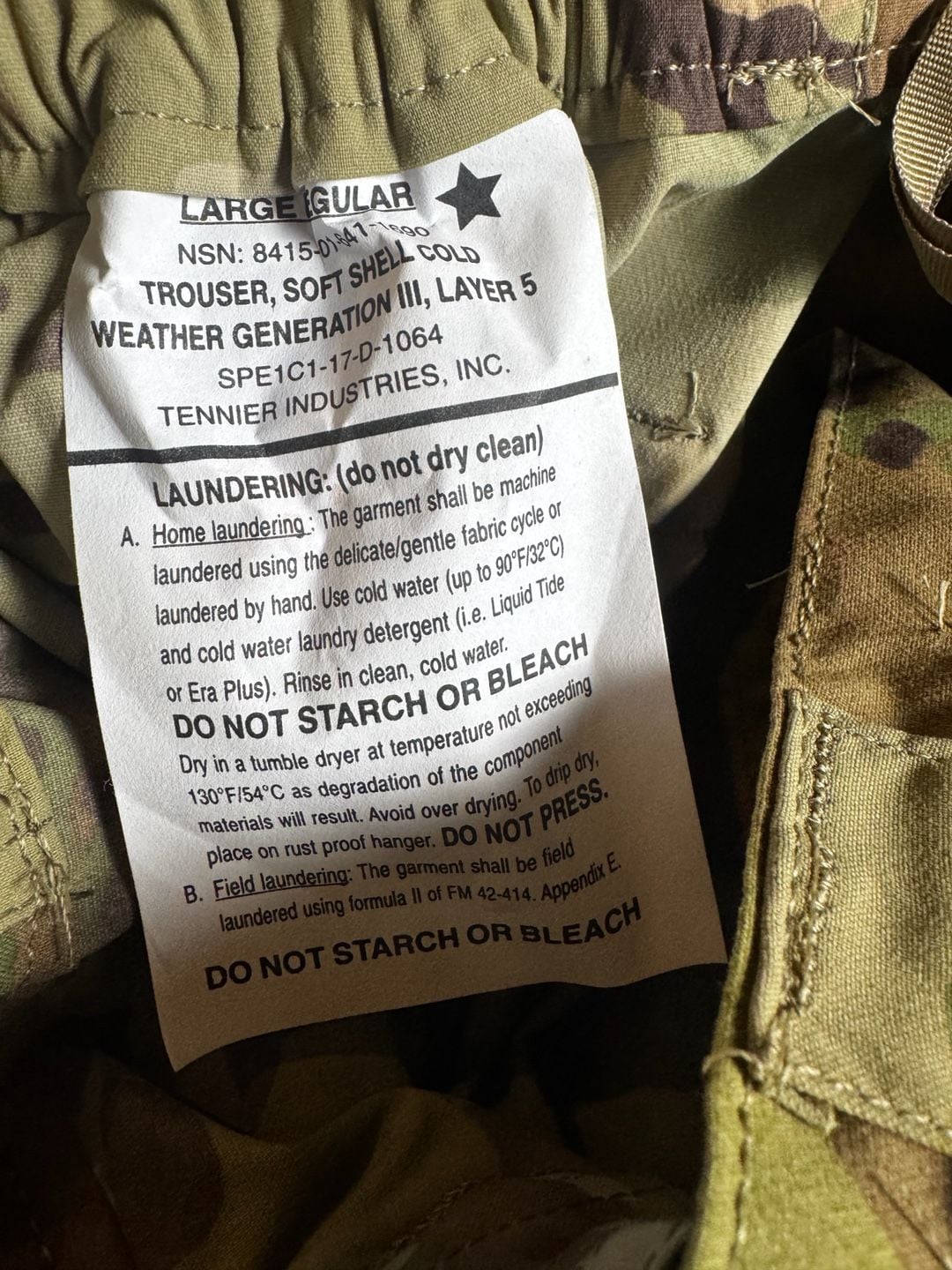 ECWCS GEN III Level 5 XSR US Army Cold Weather Trousers Without Suspender 9