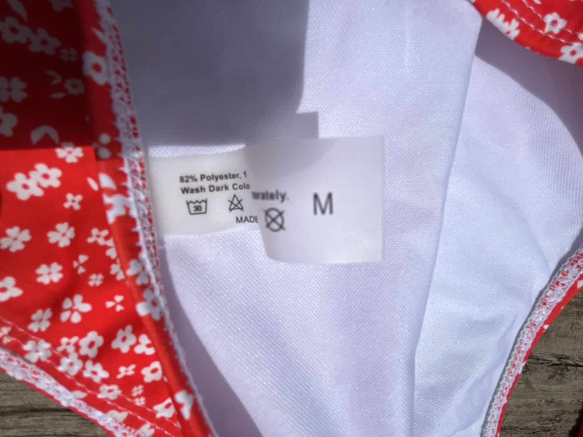 Red Floral Print High-Waisted Bikini Set Size M 3