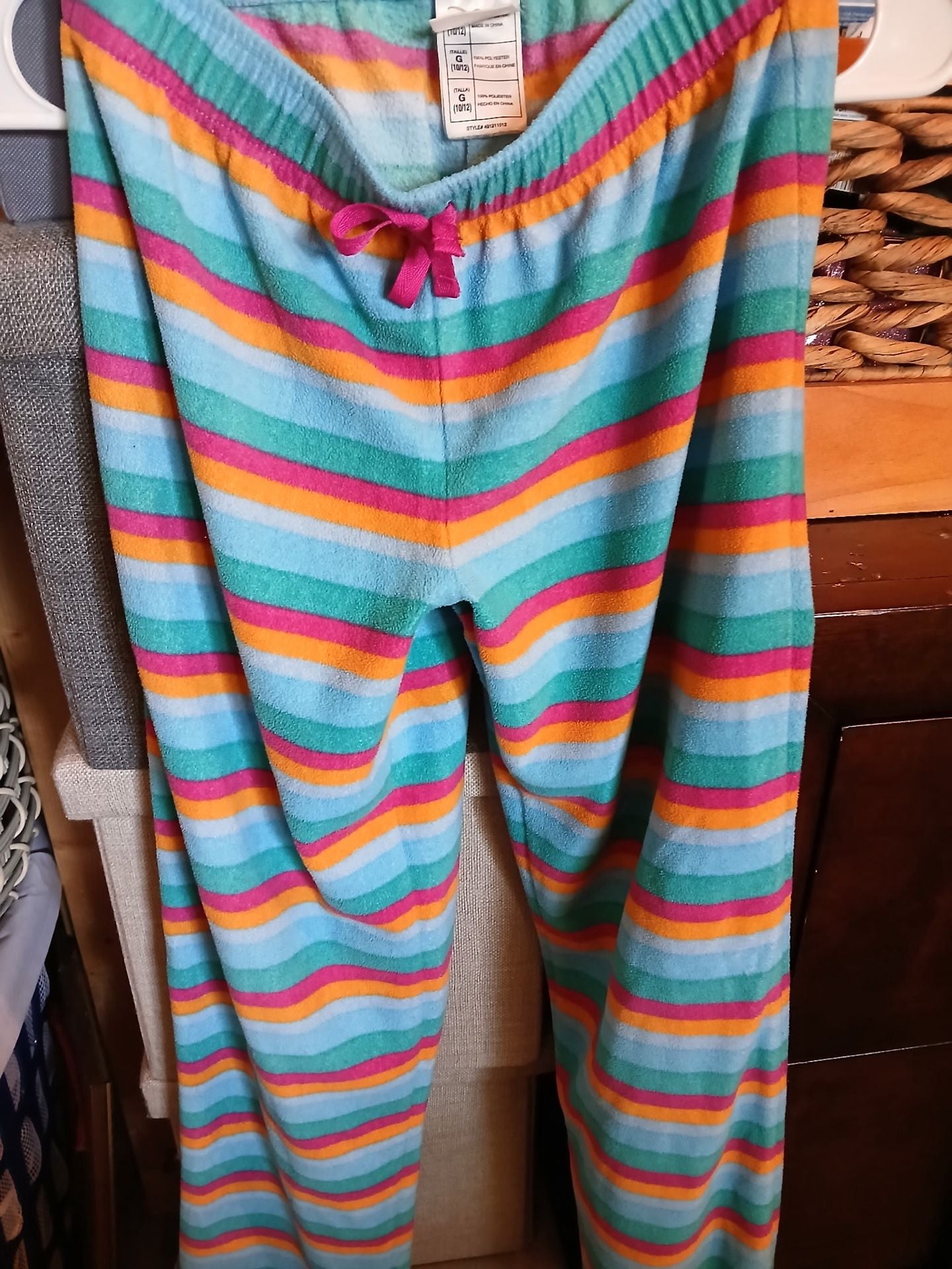 Justice Girls Fleece Pajama Pants Striped Size Large 10/12 1