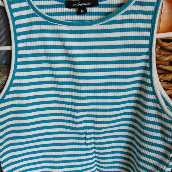Ambiance Striped Ribbed Tank Top Size M