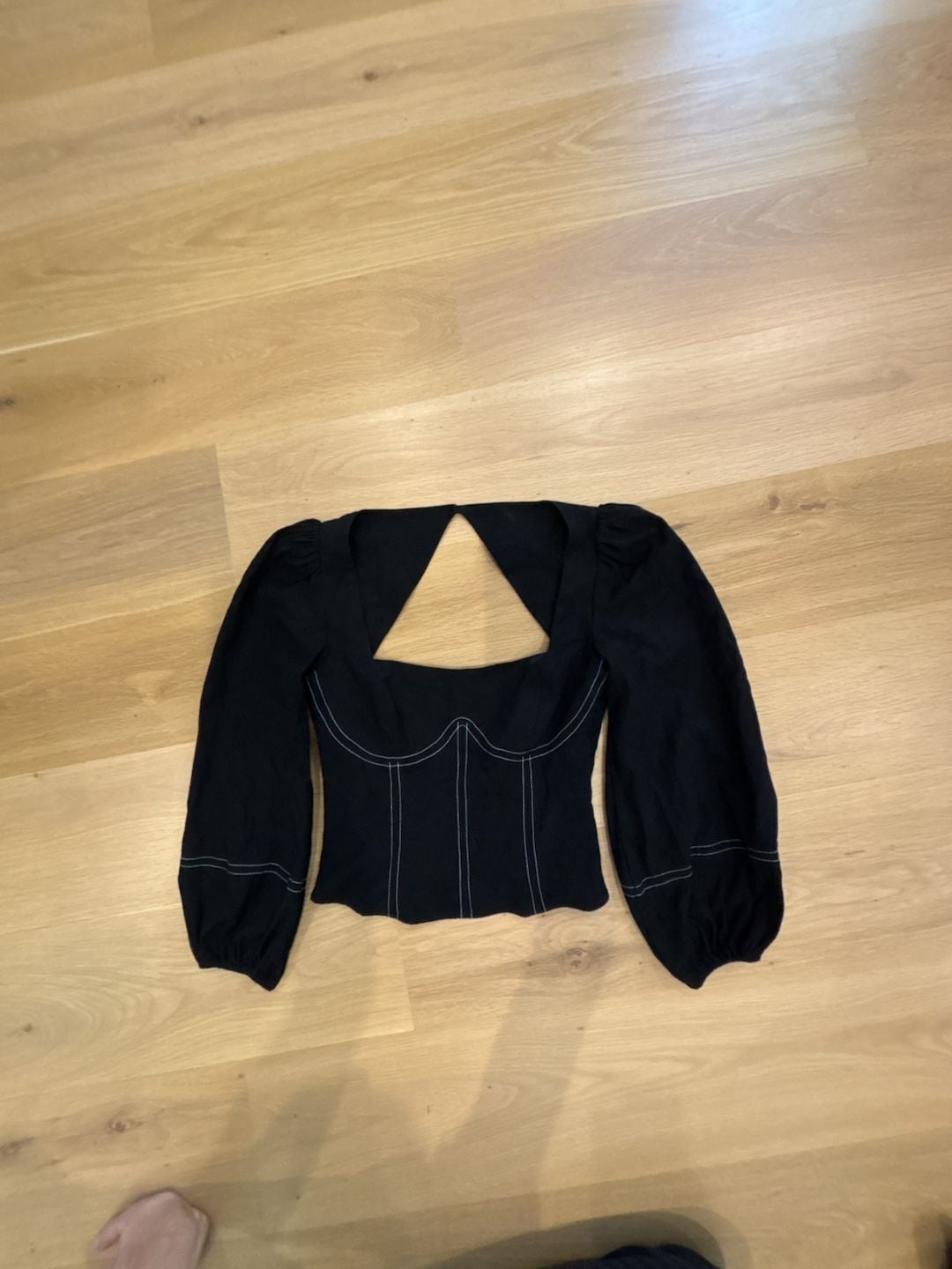 Reformation Black Contrast Stitch Corset Top Size 2 2