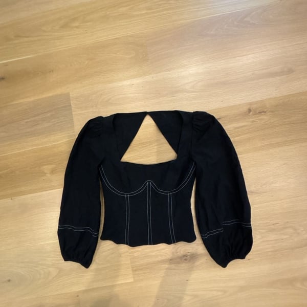 Reformation Black Contrast Stitch Corset Top Size 2