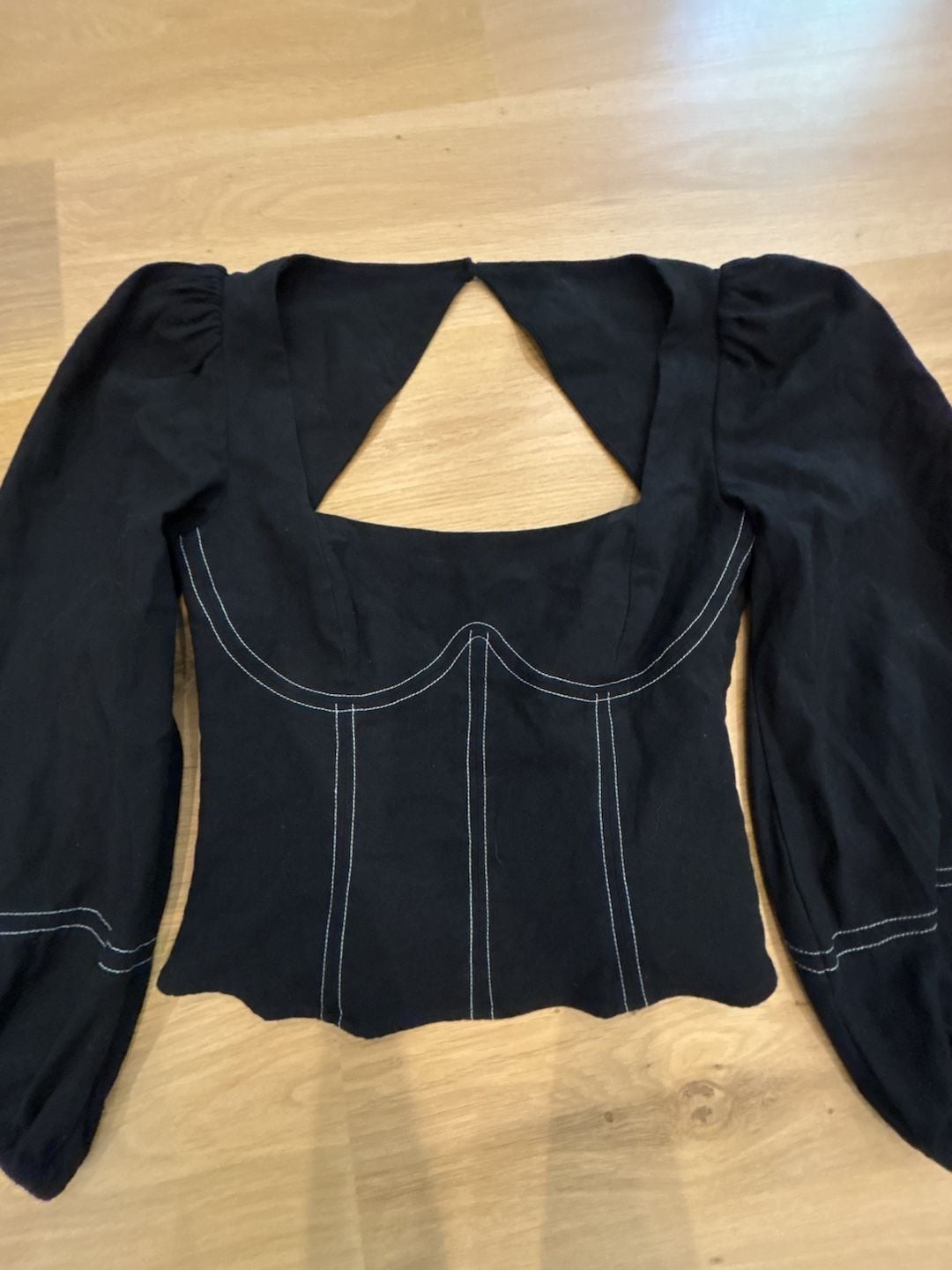 Reformation Black Contrast Stitch Corset Top Size 2 3