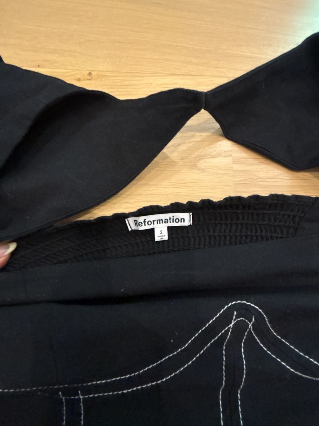 Reformation Black Contrast Stitch Corset Top Size 2 4