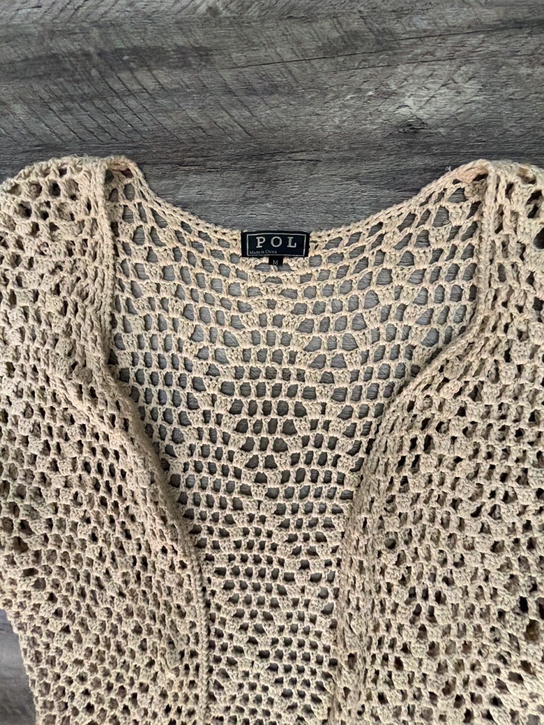 POL Crochet Fringe Vest Beige Size M 6
