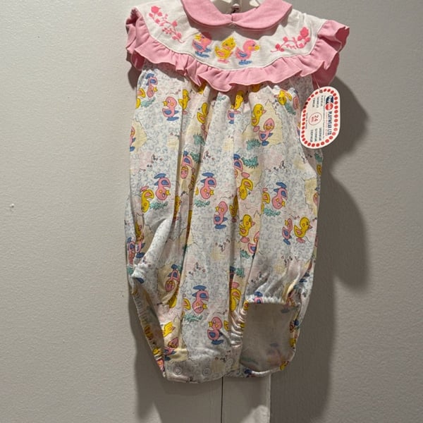 Vintage Popsicle Playwear Ltd Baby Girl Duck Print Bubble Romper 24 Months
