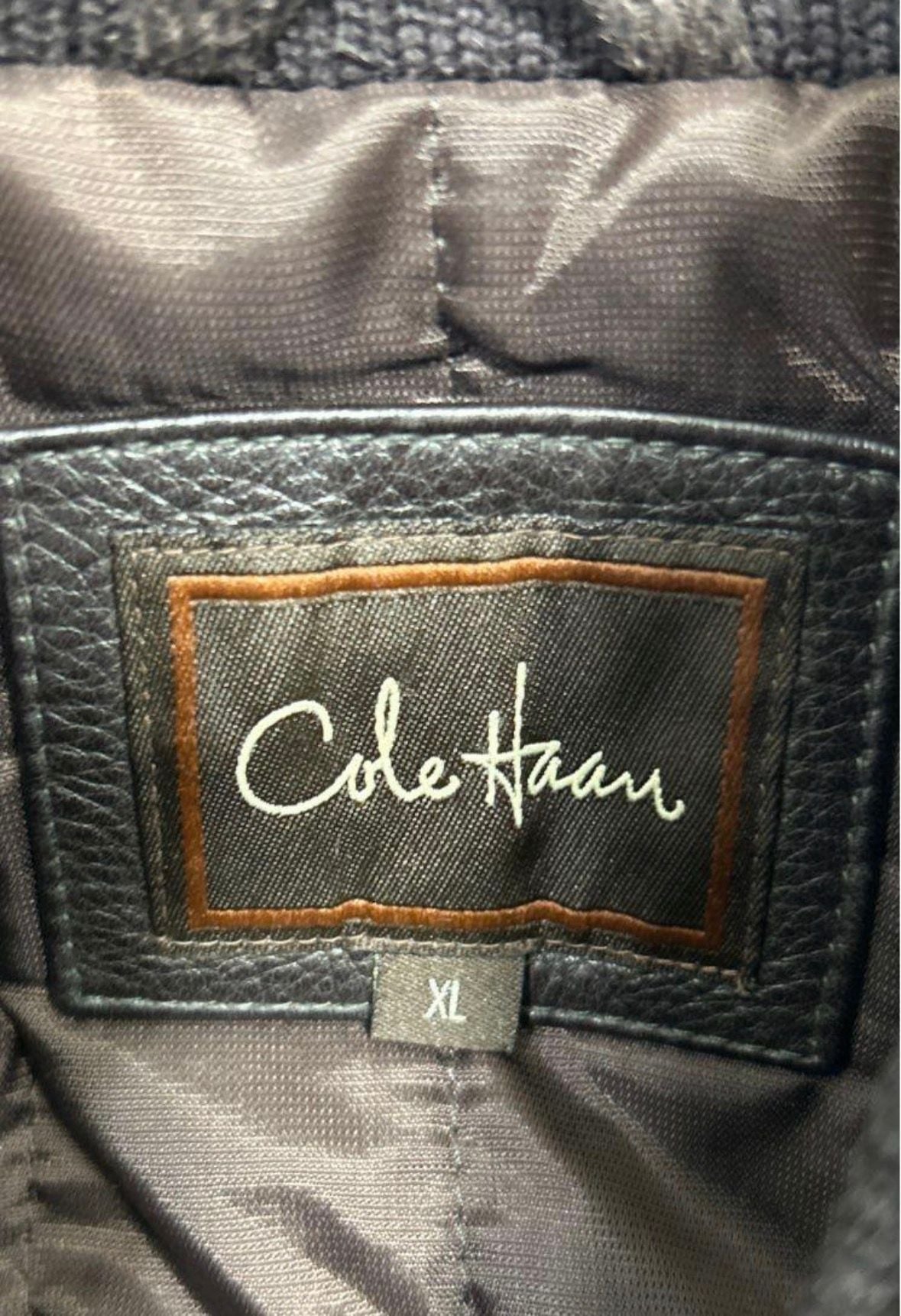 Cole Haan Men's Brown Leather Full Zip Jacket Size XL 4
