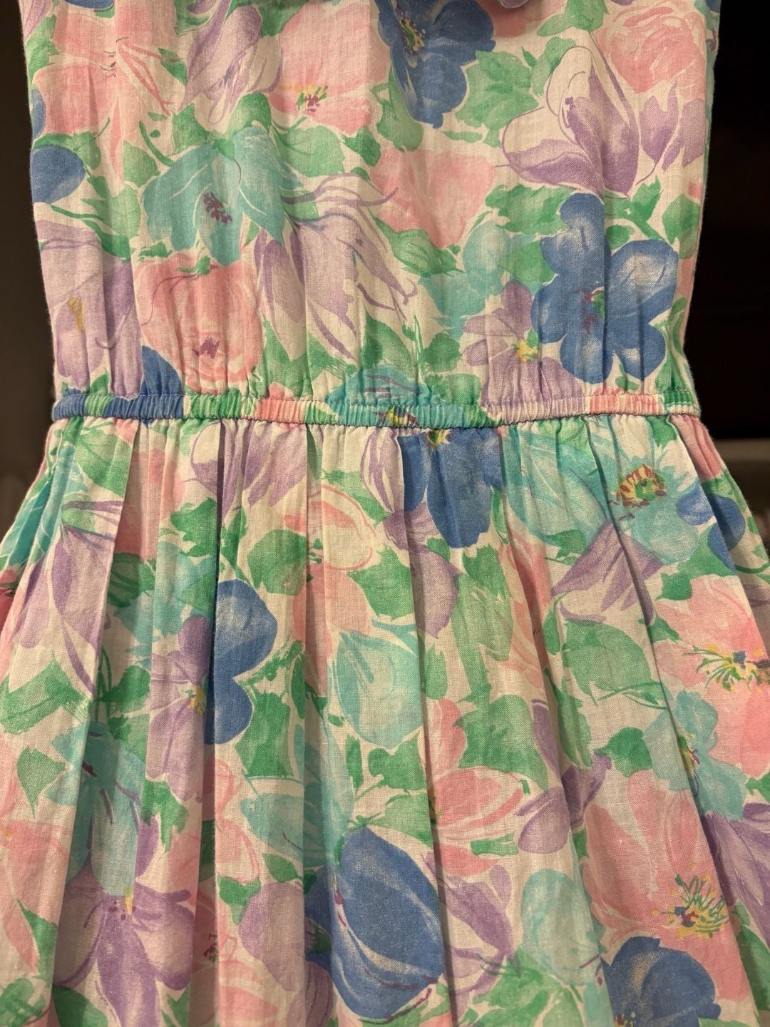 1980s Lanz Originals Garden Floral Dress in Pastel Watercolor 7