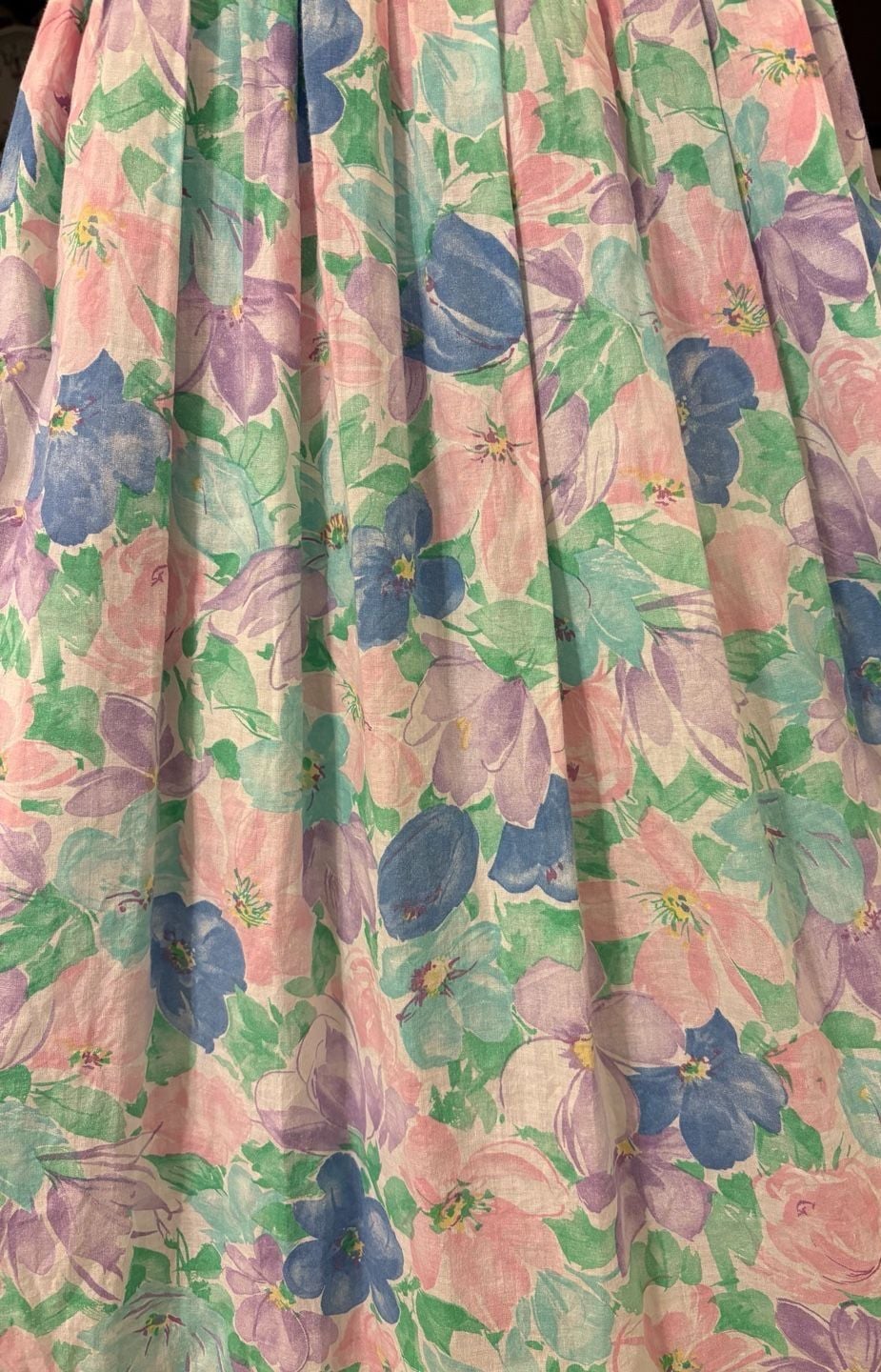 1980s Lanz Originals Garden Floral Dress in Pastel Watercolor 10