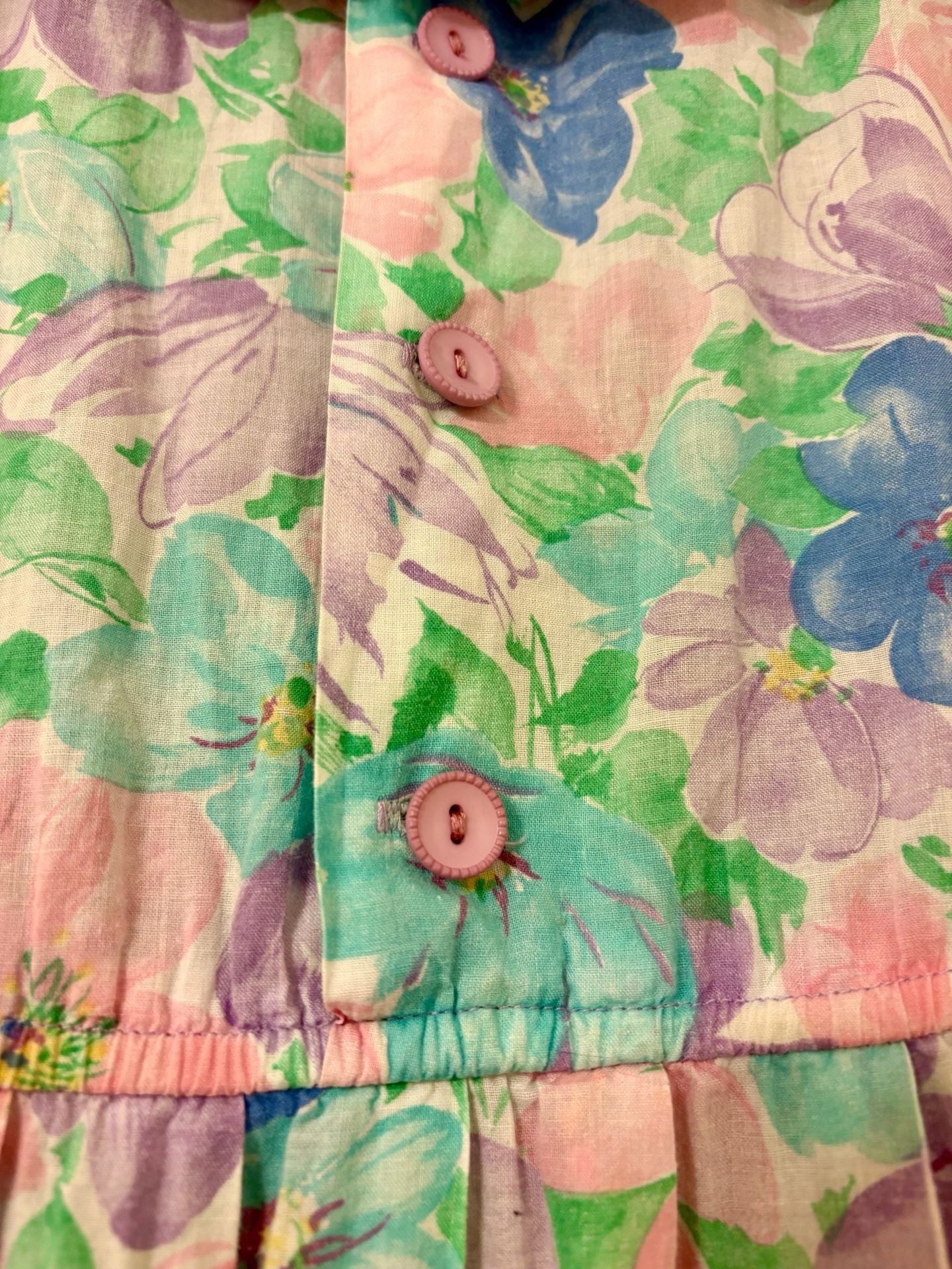 1980s Lanz Originals Garden Floral Dress in Pastel Watercolor 11