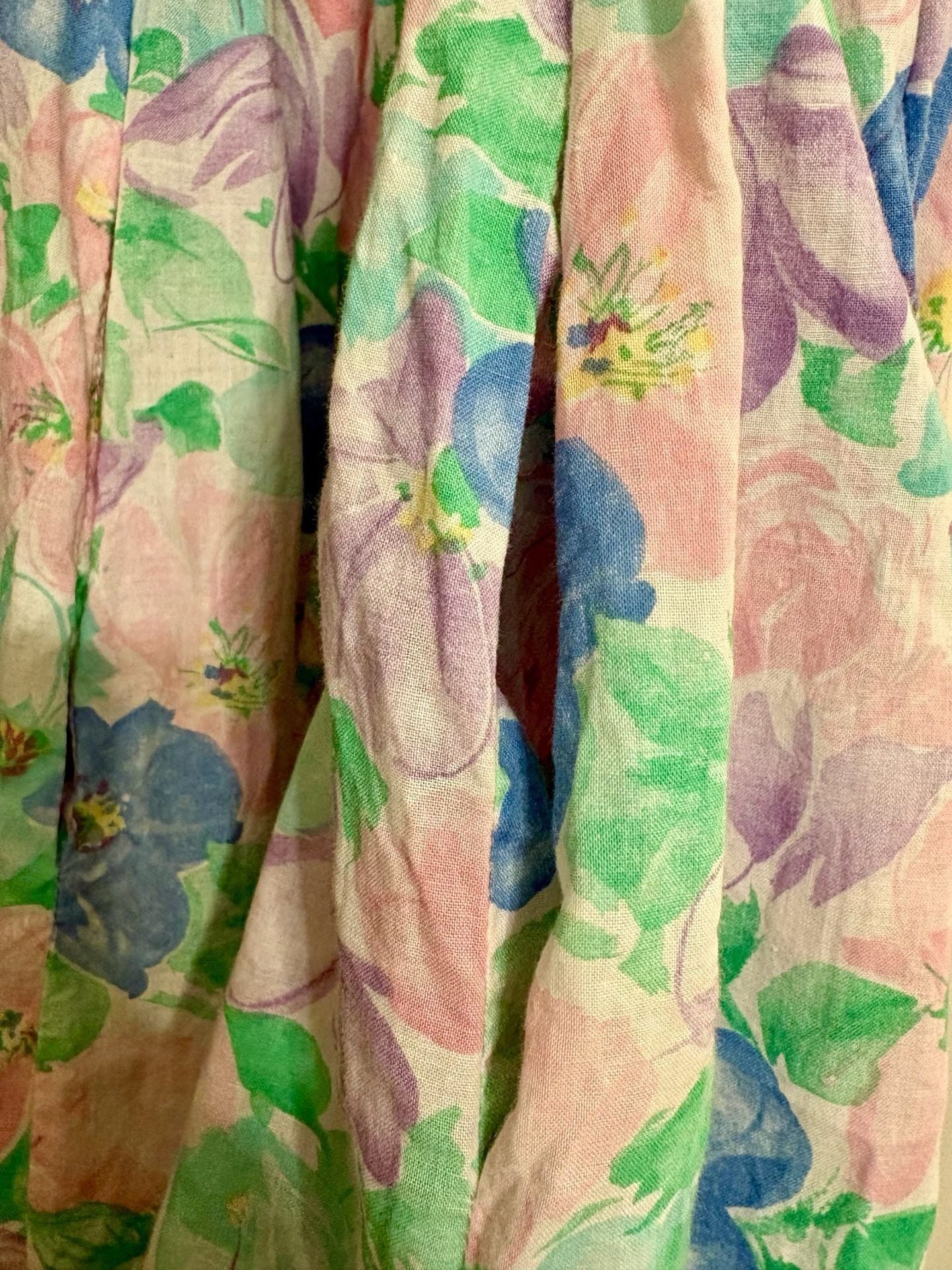 1980s Lanz Originals Garden Floral Dress in Pastel Watercolor 12