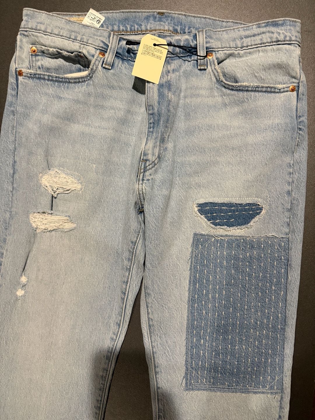 Levi's 511 Slim Fit Jeans 36x30 Distressed Sashiko Patchwork Big E 8