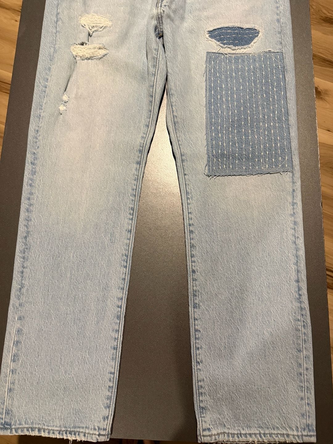 Levi's 511 Slim Fit Jeans 36x30 Distressed Sashiko Patchwork Big E 9
