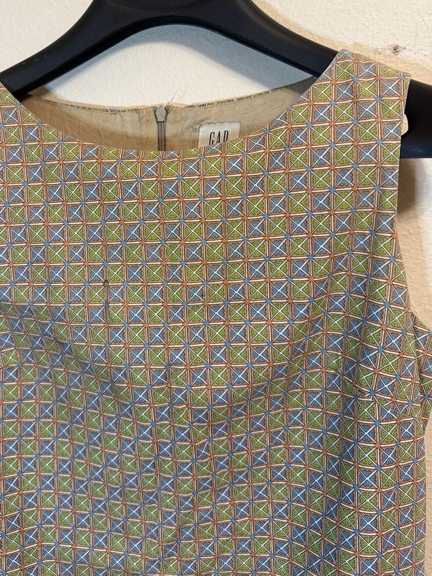 Vintage Gap Geometric Print Sleeveless Shift Dress Size 8 3