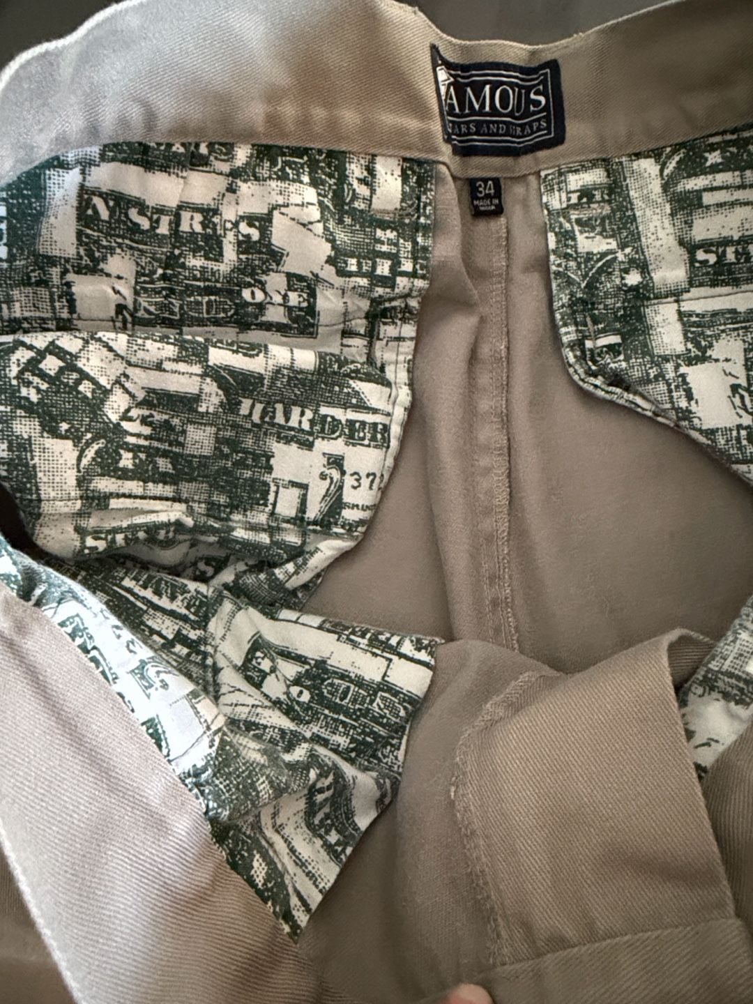 Famous Stars and Straps Khaki Chino Shorts Size 34 7