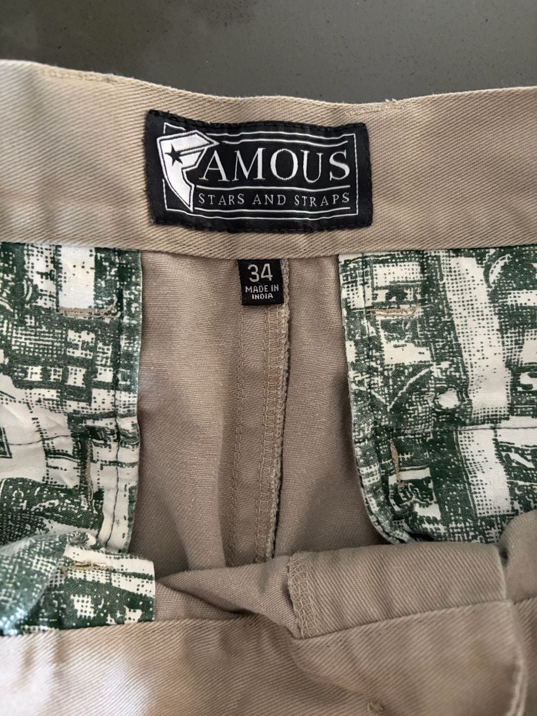 Famous Stars and Straps Khaki Chino Shorts Size 34 8