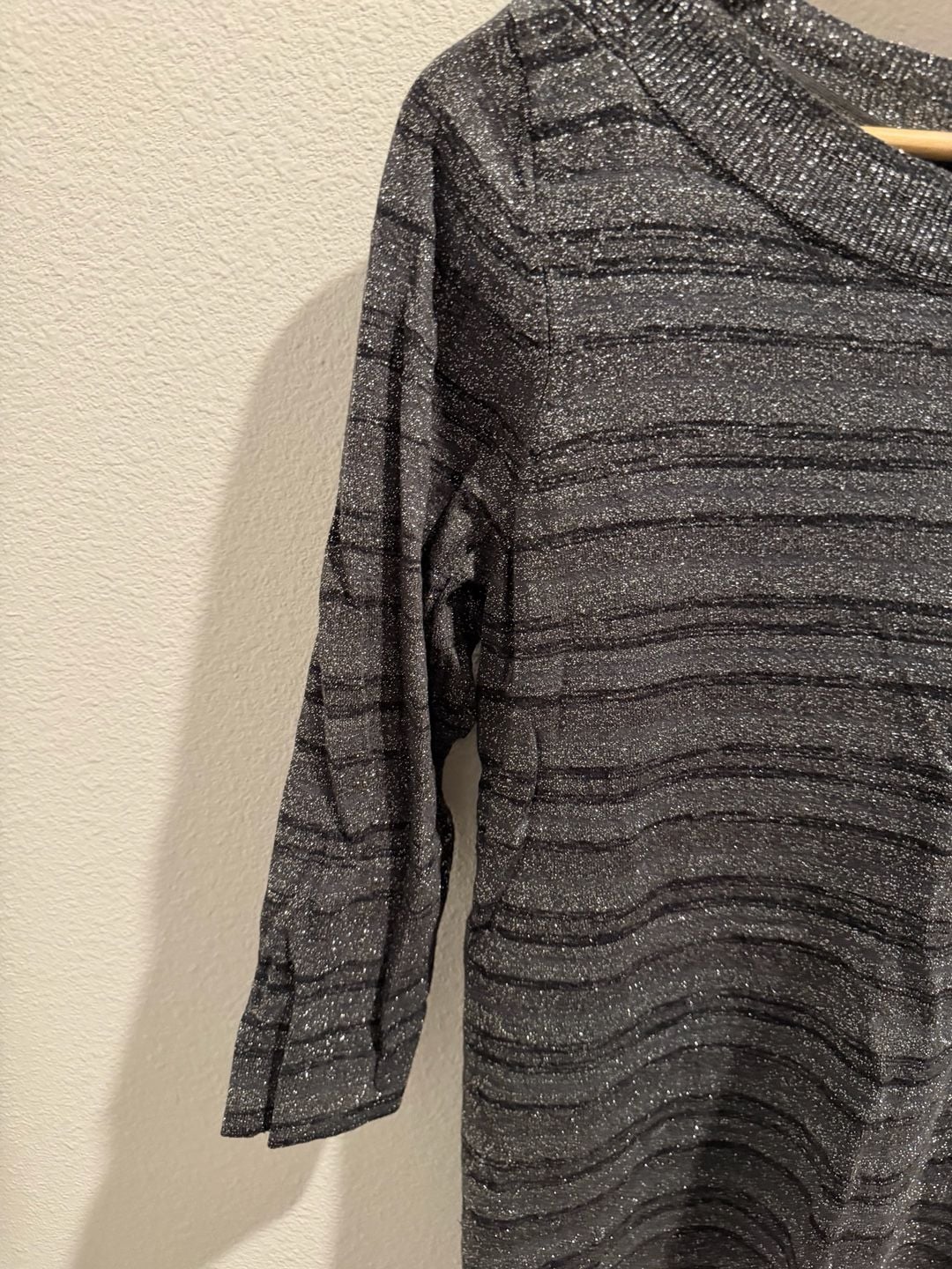 Worthington Women's Metallic Striped Boat Neck Sweater Size L 4