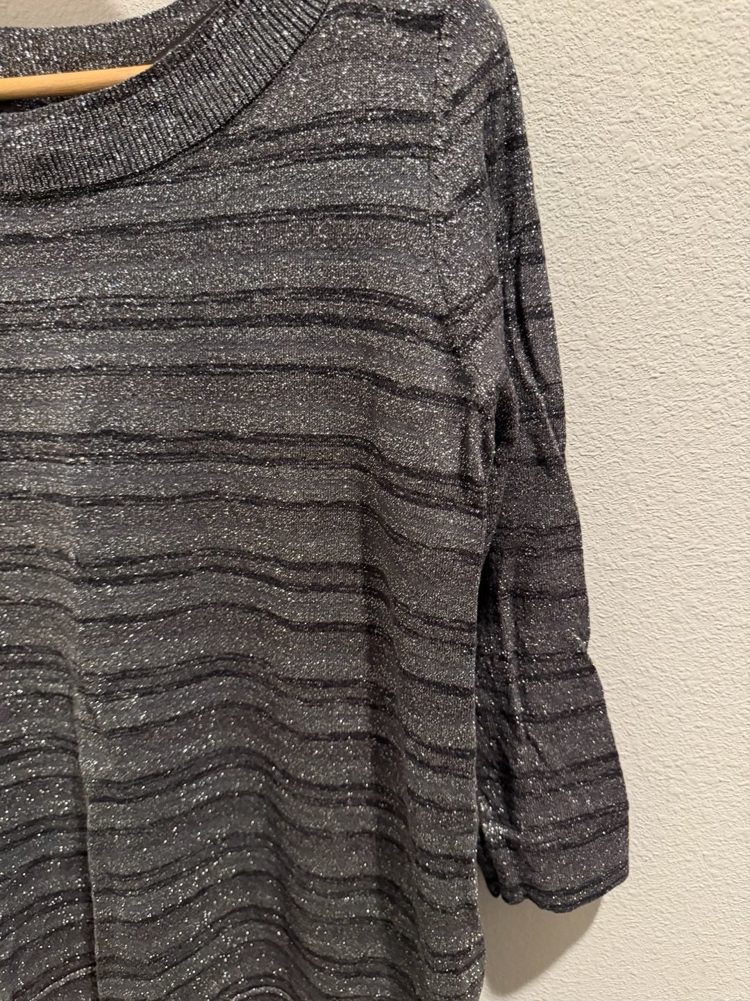 Worthington Women's Metallic Striped Boat Neck Sweater Size L 5