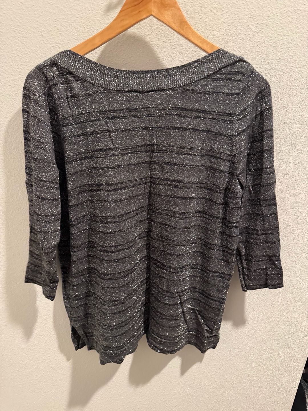 Worthington Women's Metallic Striped Boat Neck Sweater Size L 7