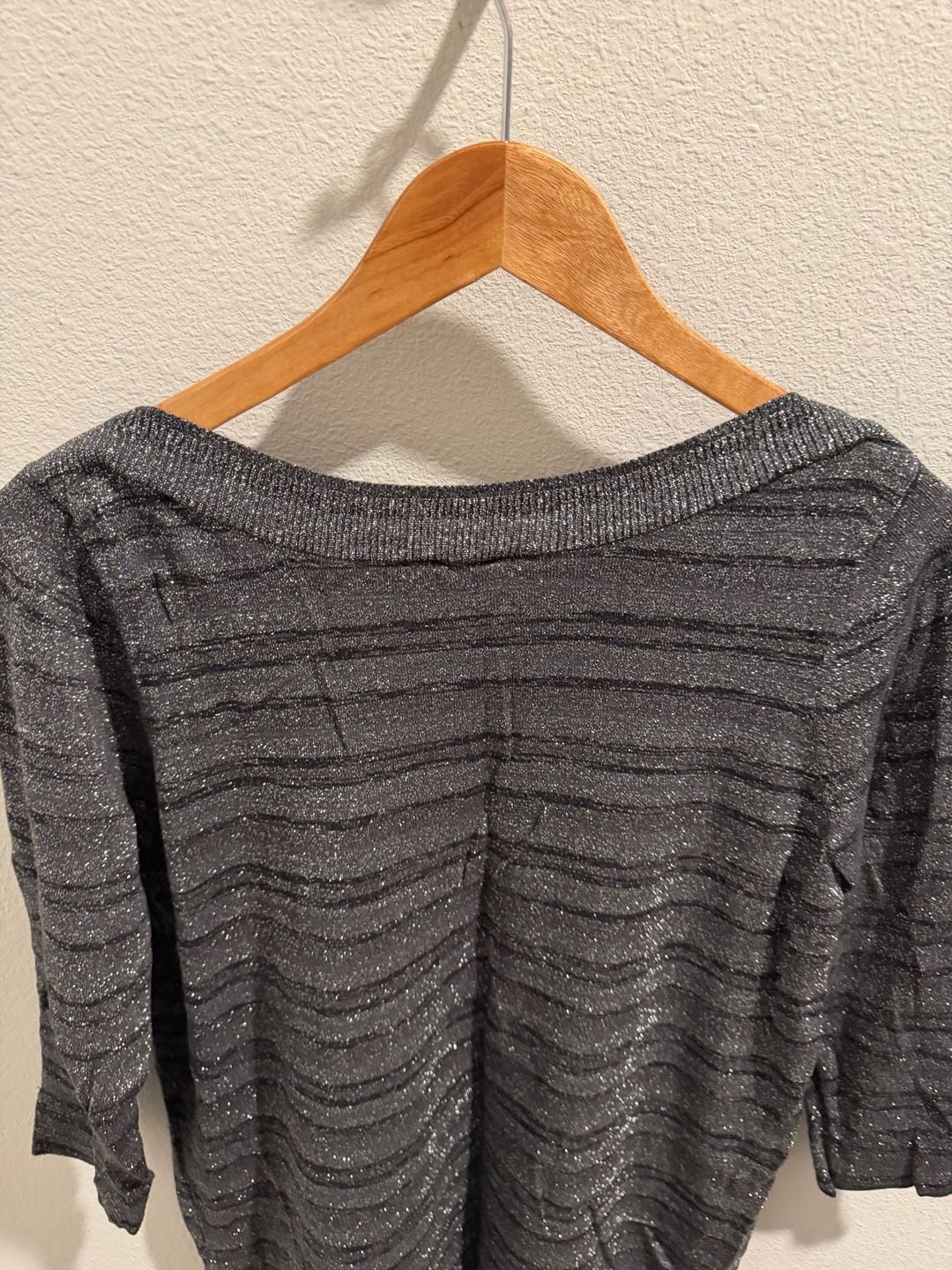Worthington Women's Metallic Striped Boat Neck Sweater Size L 8