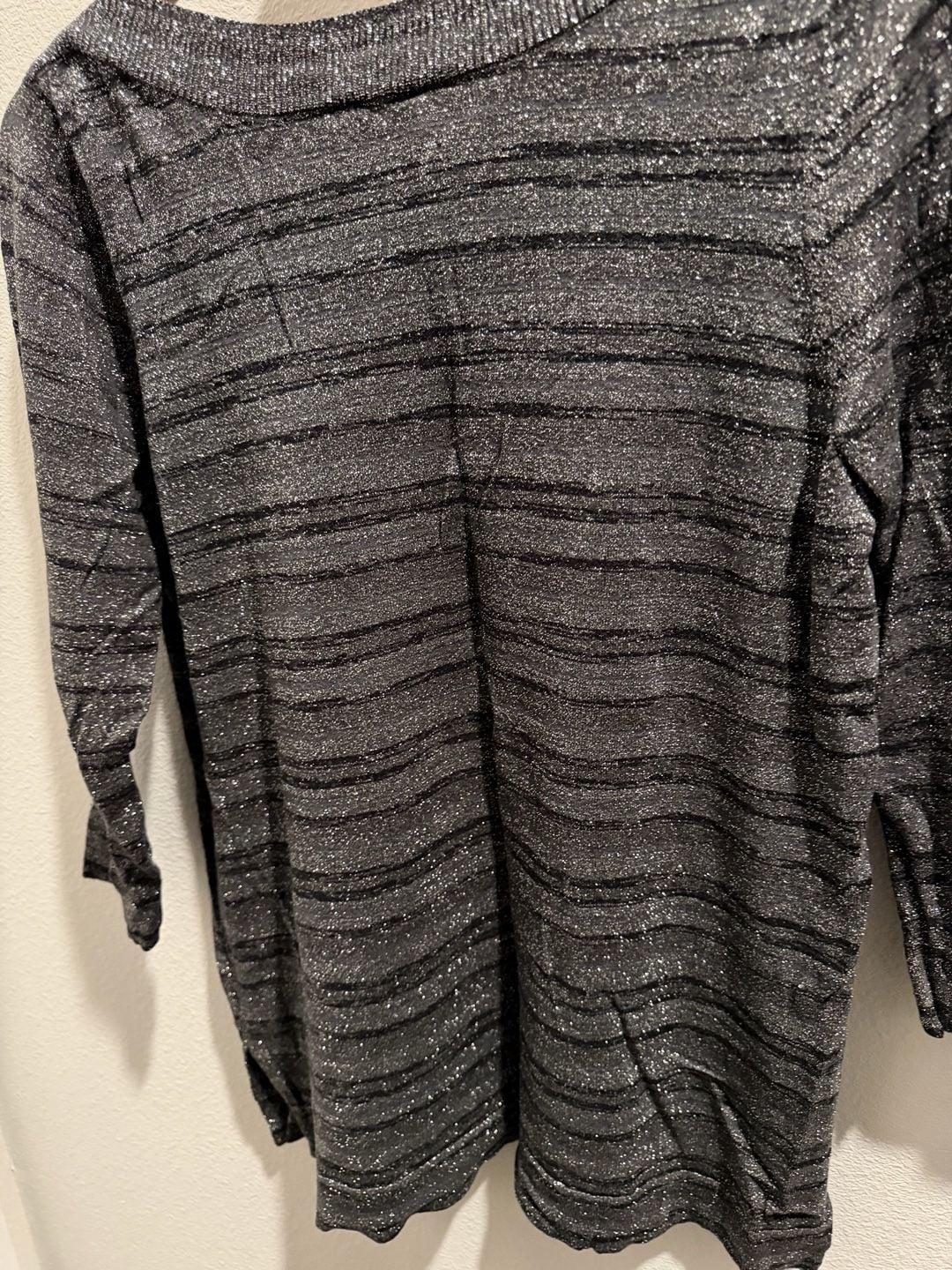 Worthington Women's Metallic Striped Boat Neck Sweater Size L 10
