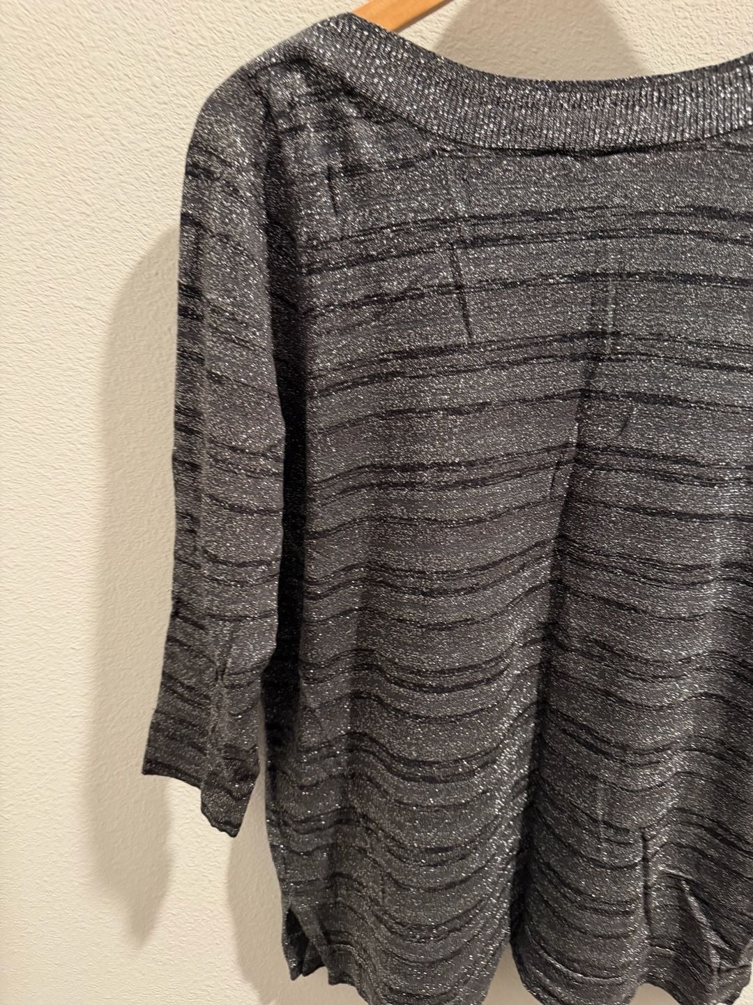 Worthington Women's Metallic Striped Boat Neck Sweater Size L 11