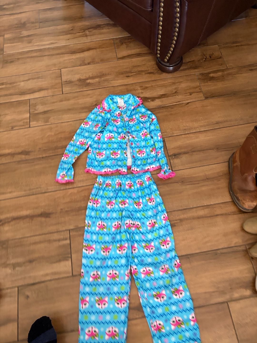 Girls Fleece Pajama Set Fox Print Size L/G (10/12) 4
