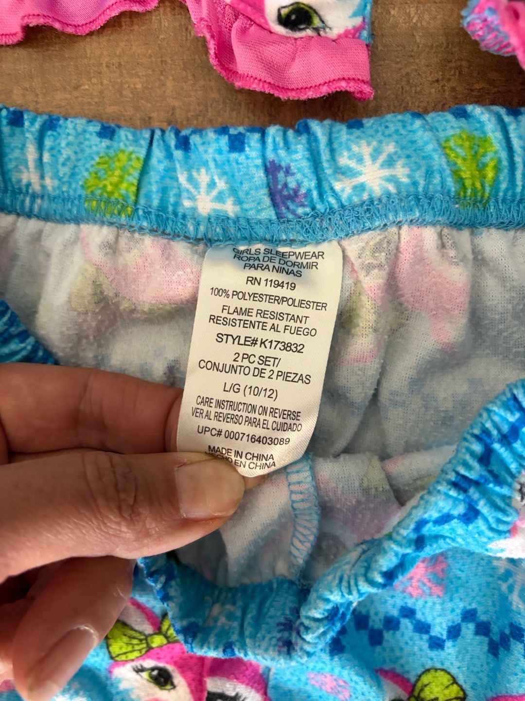 Girls Fleece Pajama Set Fox Print Size L/G (10/12) 6
