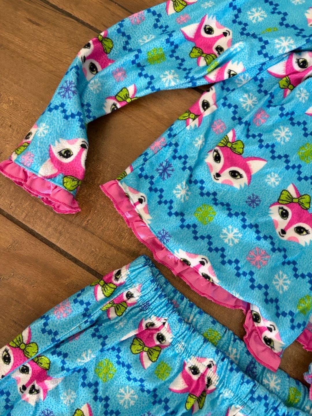 Girls Fleece Pajama Set Fox Print Size L/G (10/12) 7