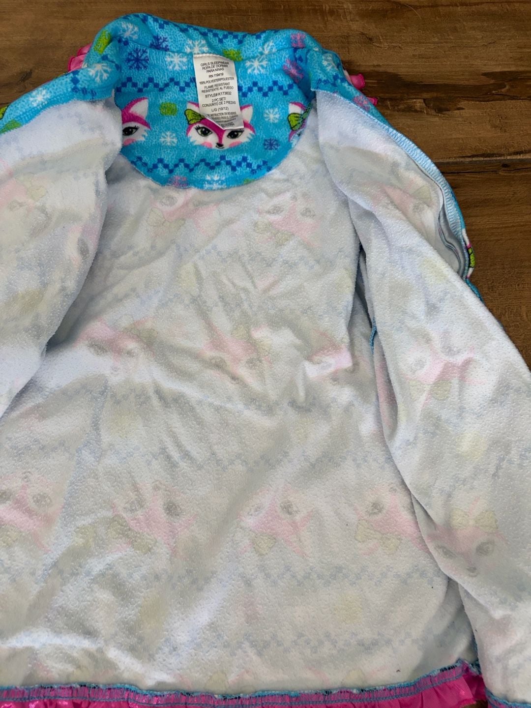 Girls Fleece Pajama Set Fox Print Size L/G (10/12) 8