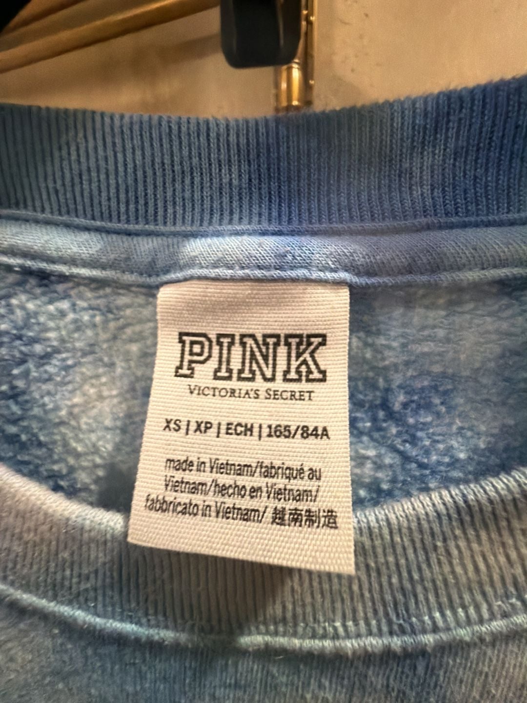 PINK Victoria's Secret Blue Tie Dye Crewneck Sweatshirt Size XS 3