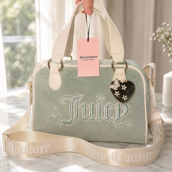 Juicy Couture In The Sky Velour Crossbody Bowler Frosty Green Os 885919808585