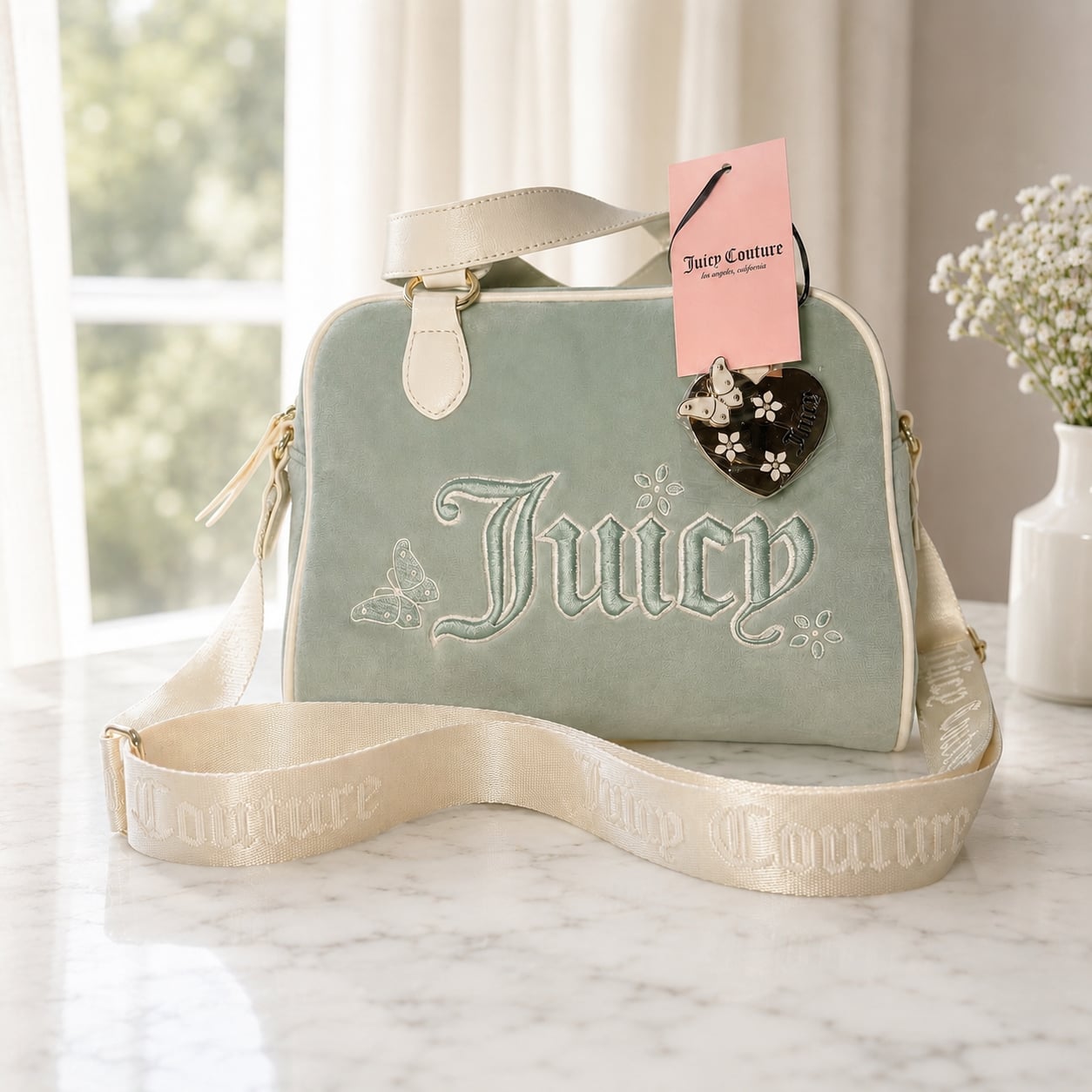 Juicy Couture In The Sky Velour Crossbody Bowler Frosty Green Os 885919808585 3