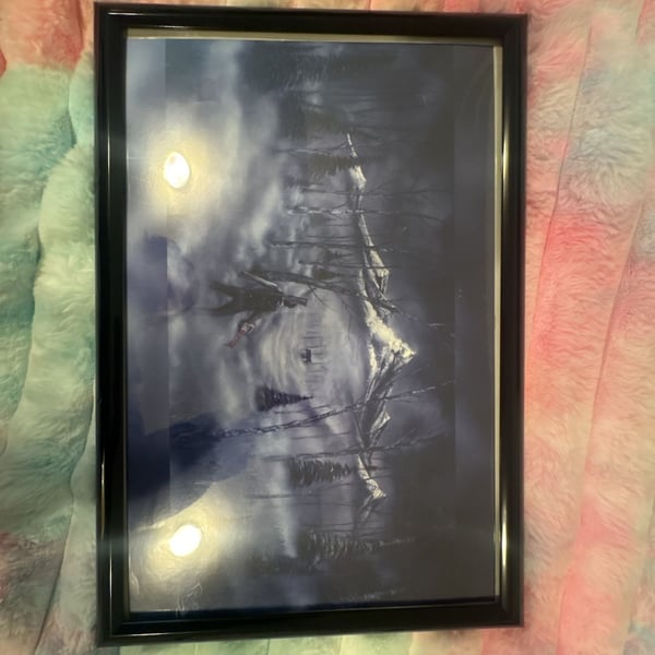 Framed Airbrushed Evil Dead artwork,signed by the artist.
