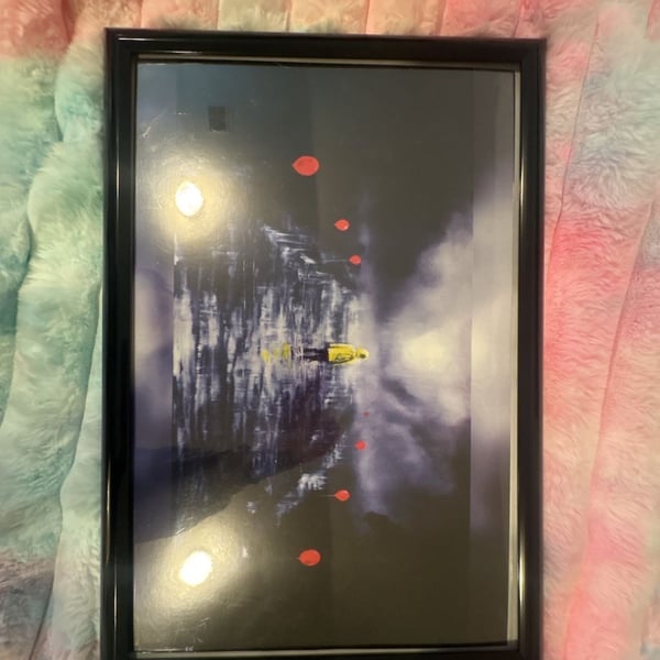 IT Movie Pennywise Red Balloon Framed Wall Art Print. Has the artist signature.