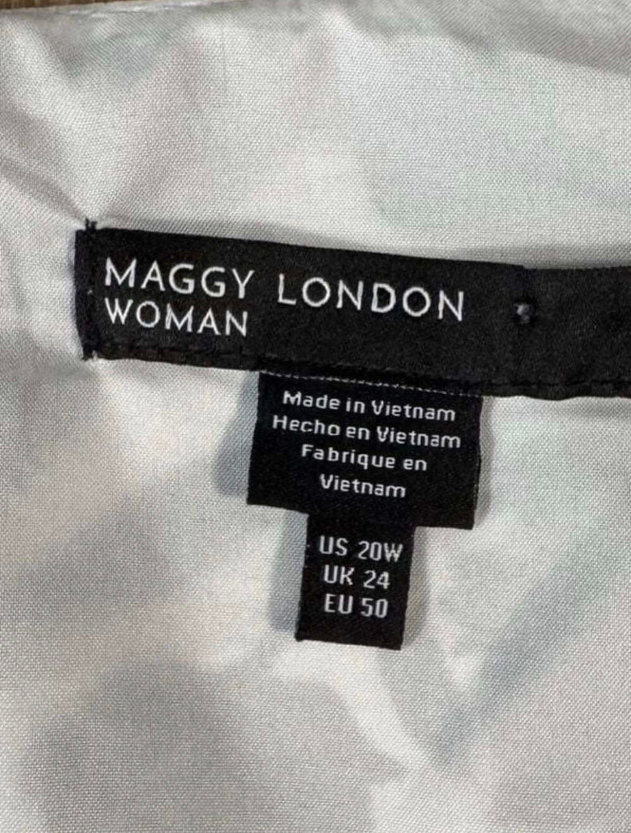 Maggy London Woman Floral Pleated Wrap Midi Dress Black White Plus 20W 9