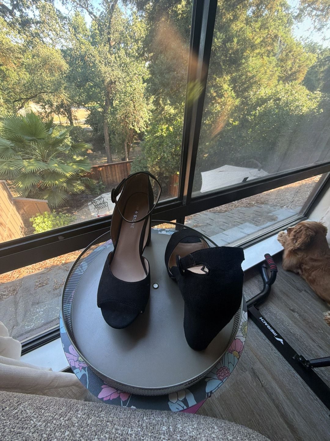 Sun + Stone Reeta Black Suede Ankle Strap Block Heel Sandals Size 10W 2