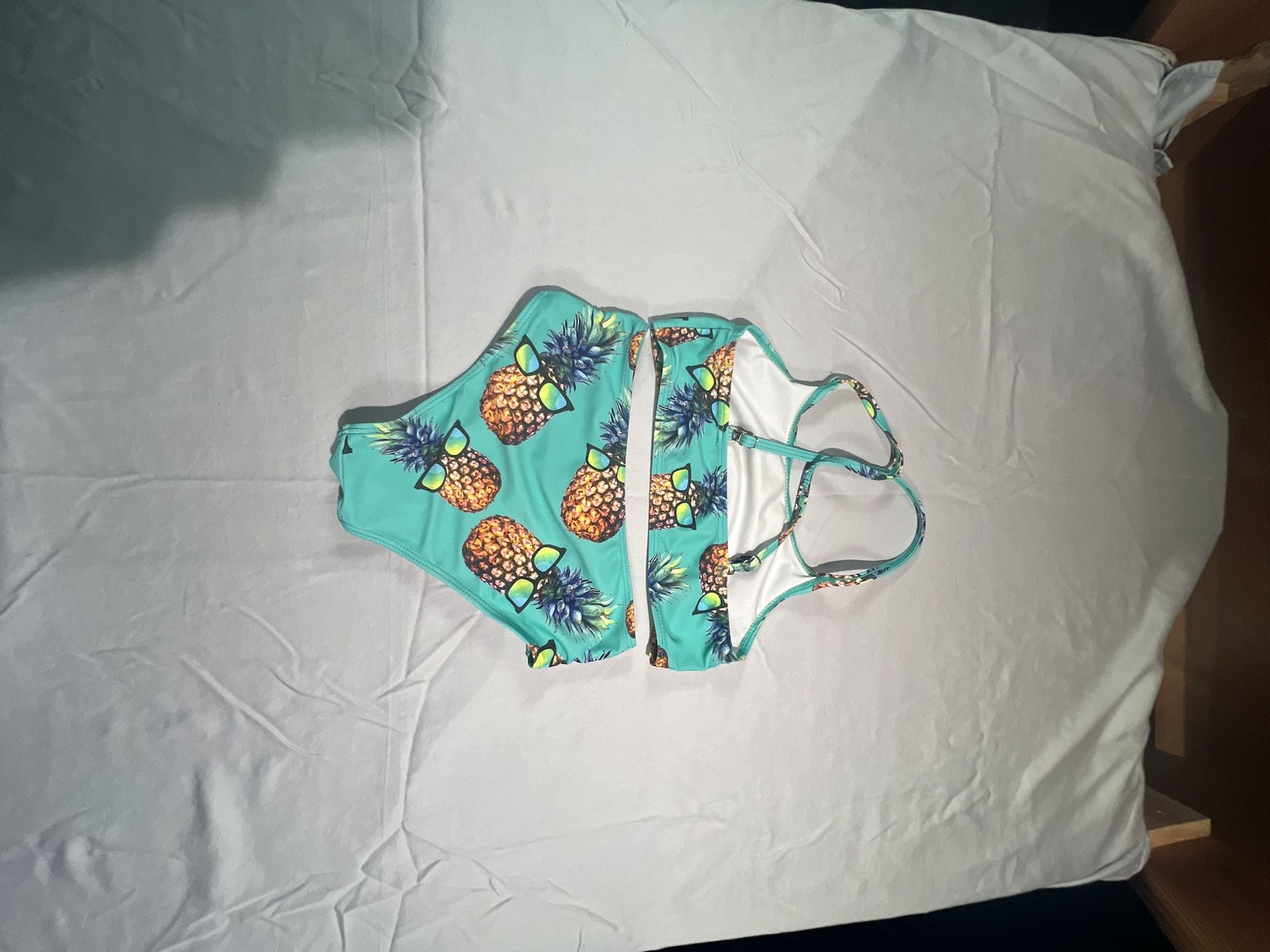 Women's Pineapple Print High-Waisted Bikini Set Teal 3