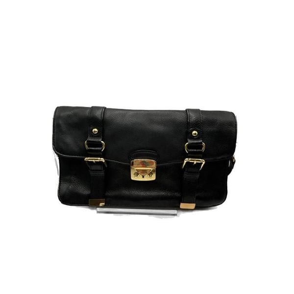 Cynthia Rowley Black Pebbled Leather Fold-Over Clutch Bag