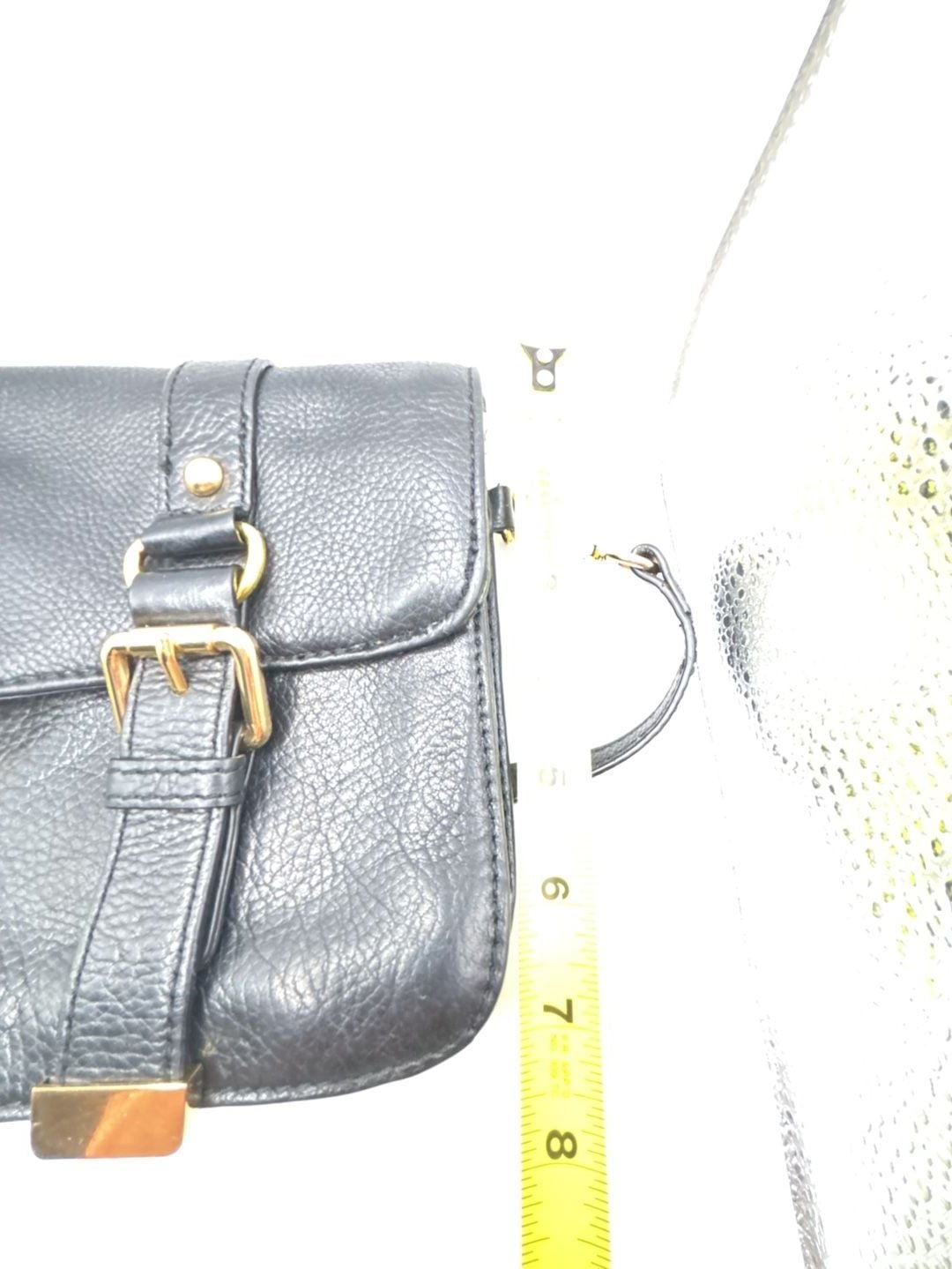 Cynthia Rowley Black Pebbled Leather Fold-Over Clutch Bag 11