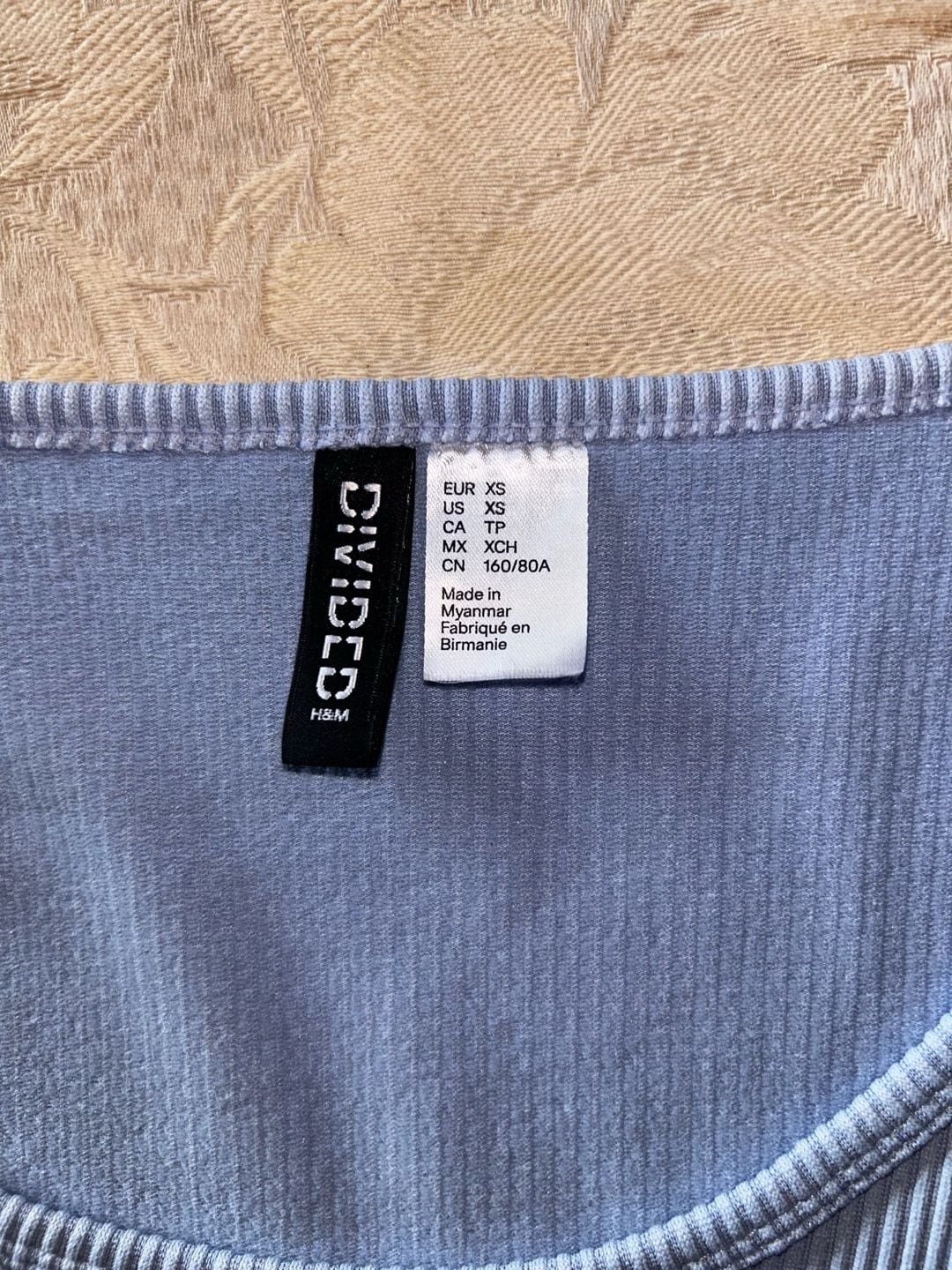 H&M Divided Light Blue Ribbed Long Sleeve Crop Top Size XS 3