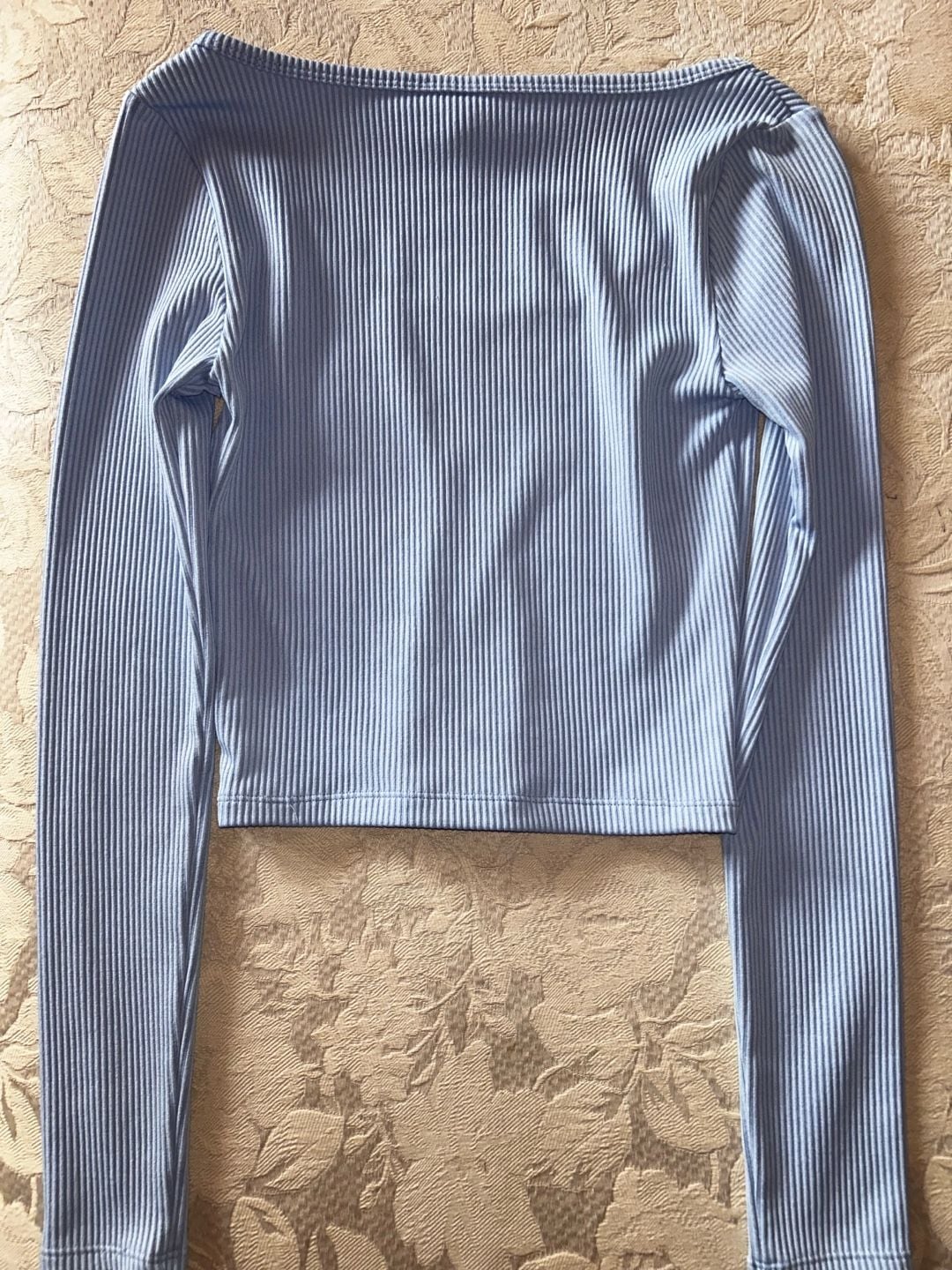 H&M Divided Light Blue Ribbed Long Sleeve Crop Top Size XS 4