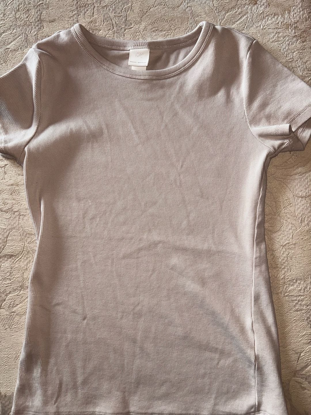 Women's Light khaki green Ribbed T-shirt 1