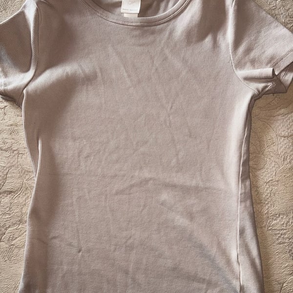 Women's Light khaki green Ribbed T-shirt