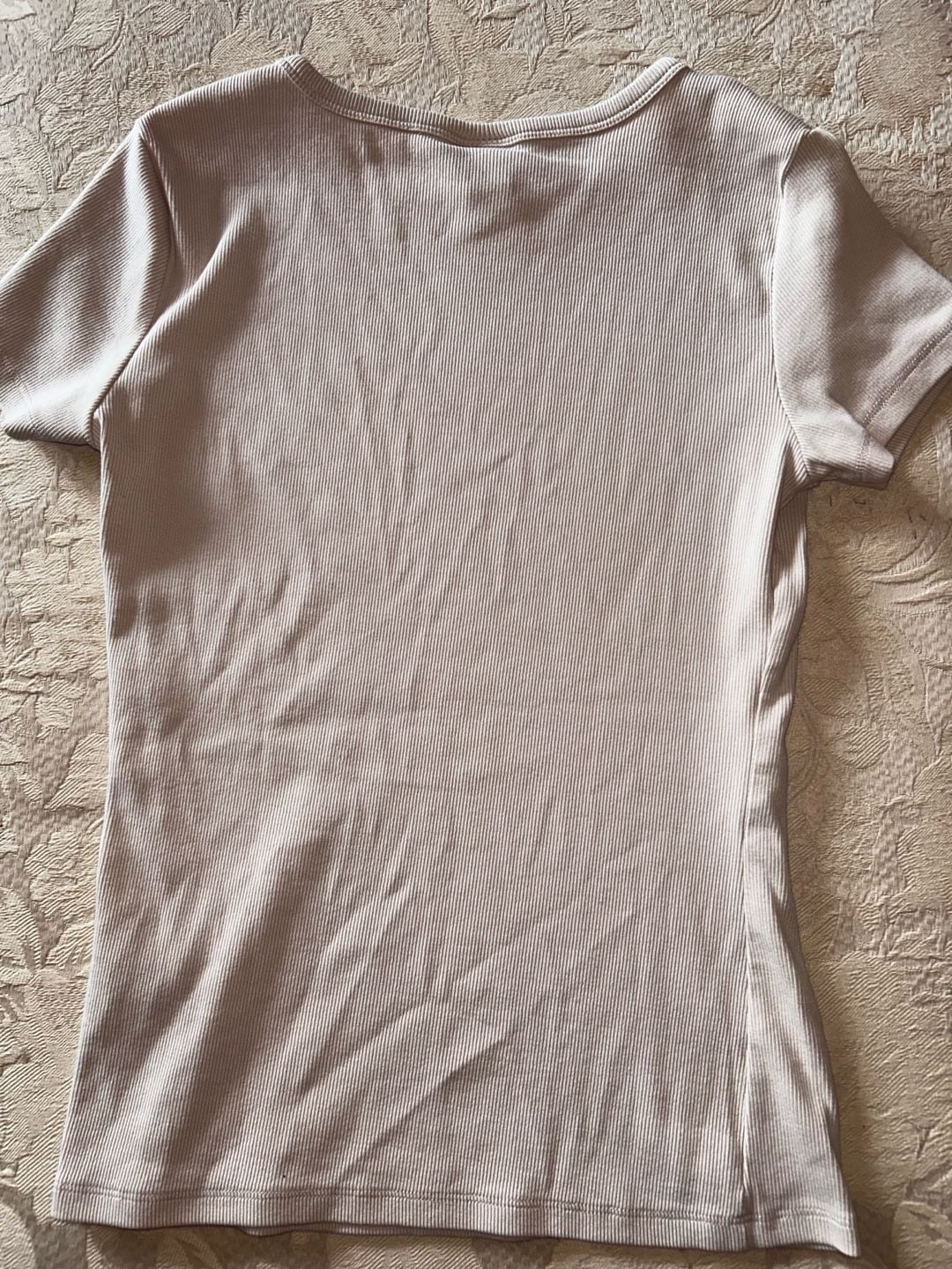 Women's Light khaki green Ribbed T-shirt 2