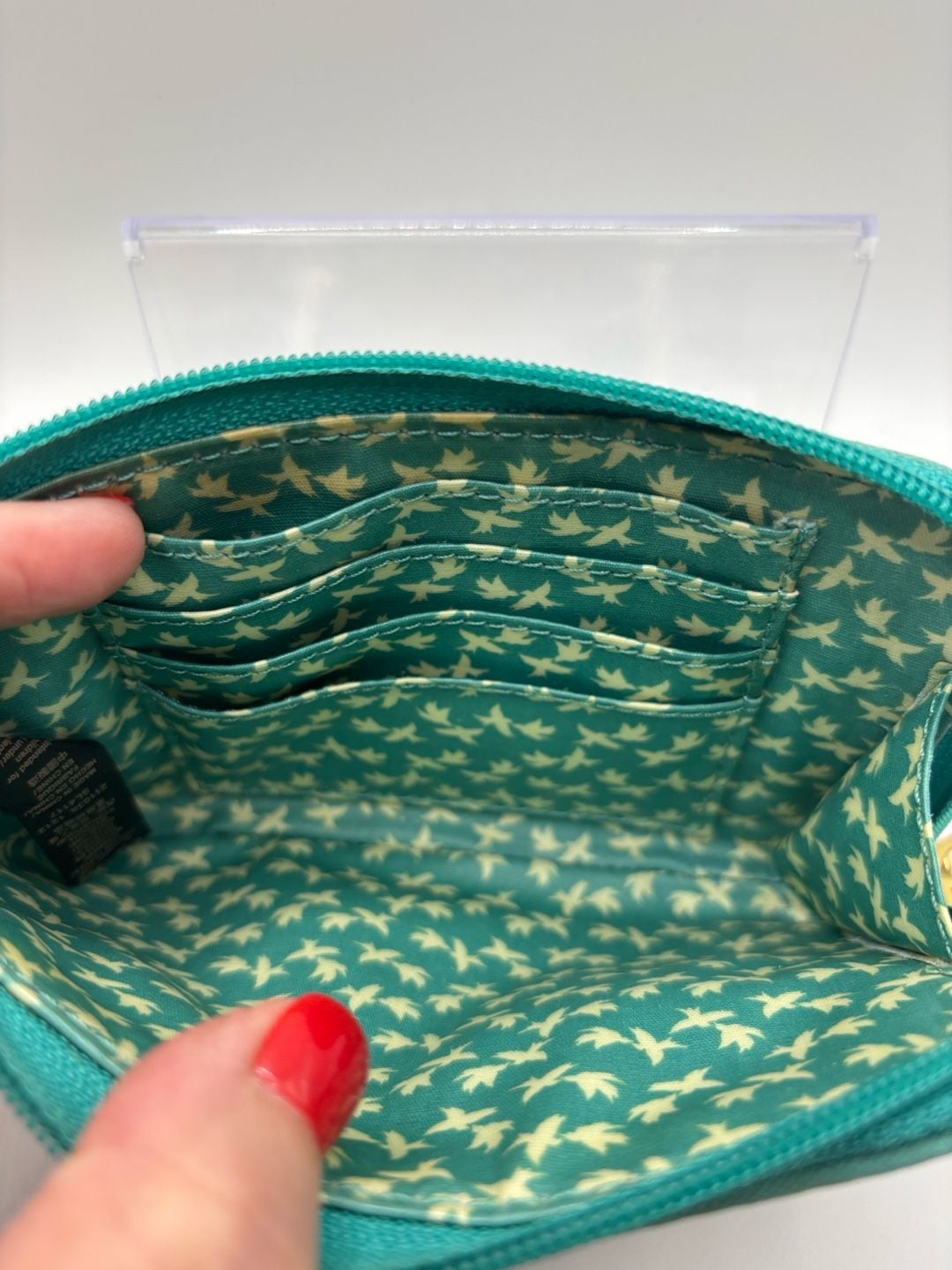 Fossil Floral Canvas Wristlet Wallet Teal Multi 4