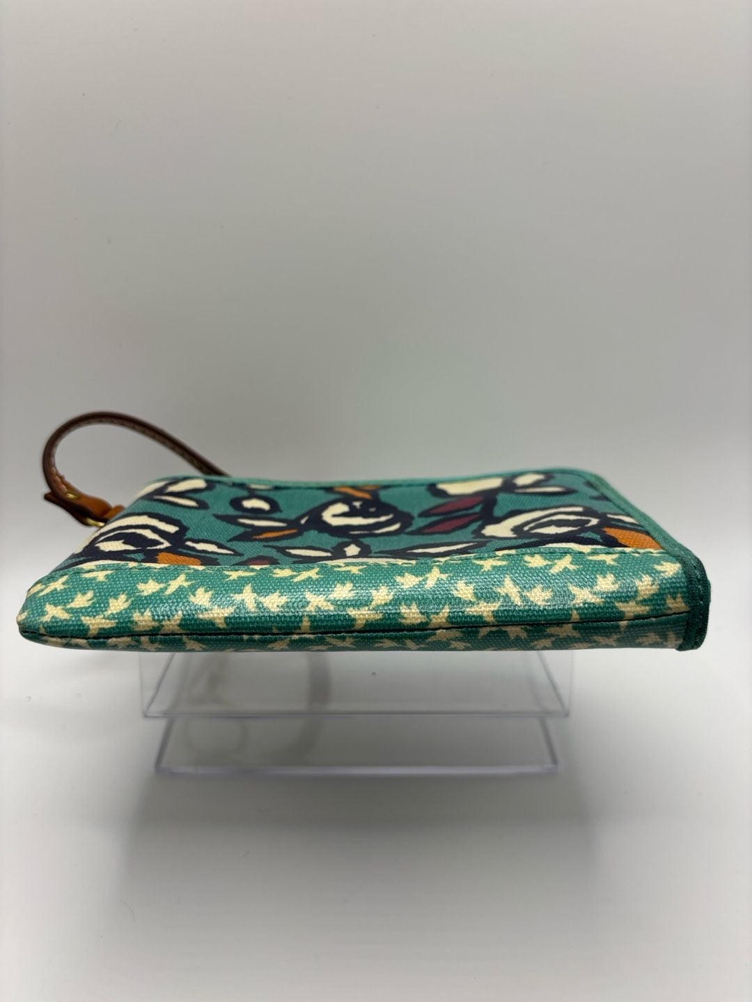 Fossil Floral Canvas Wristlet Wallet Teal Multi 5