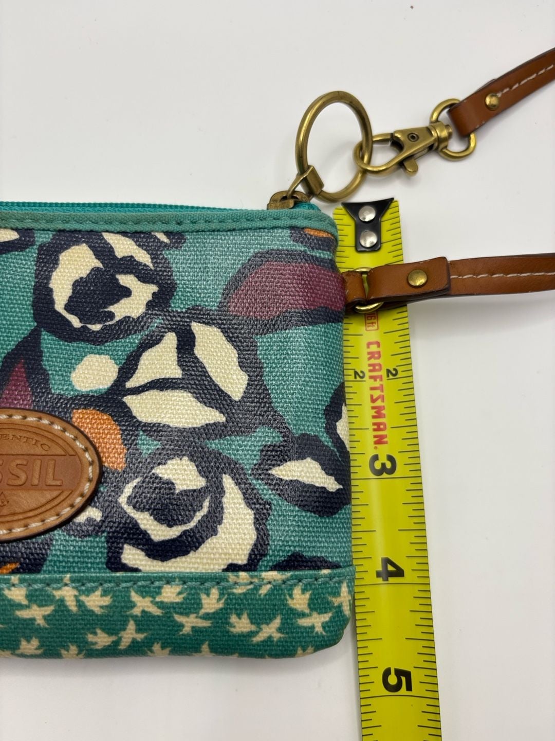 Fossil Floral Canvas Wristlet Wallet Teal Multi 8