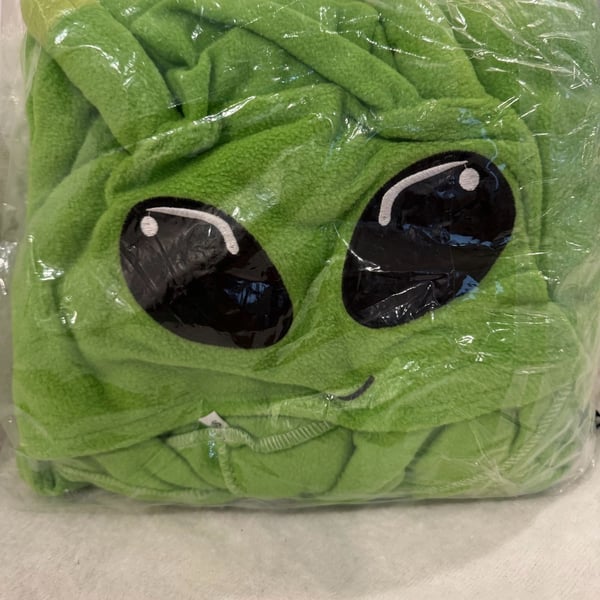 Green Alien Character Fleece Hooded Bathrobe
