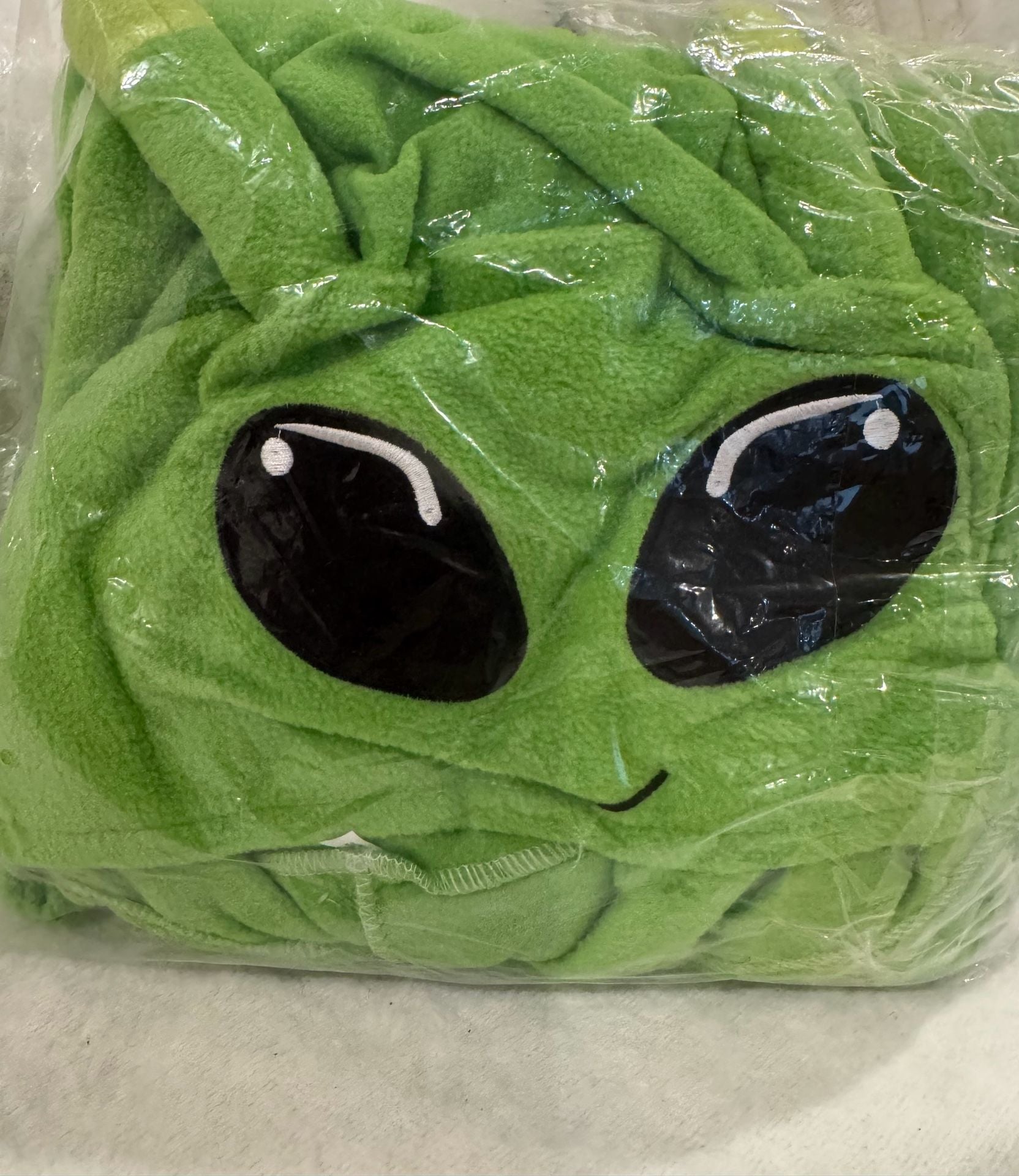 Green Alien Character Fleece Hooded Bathrobe 2